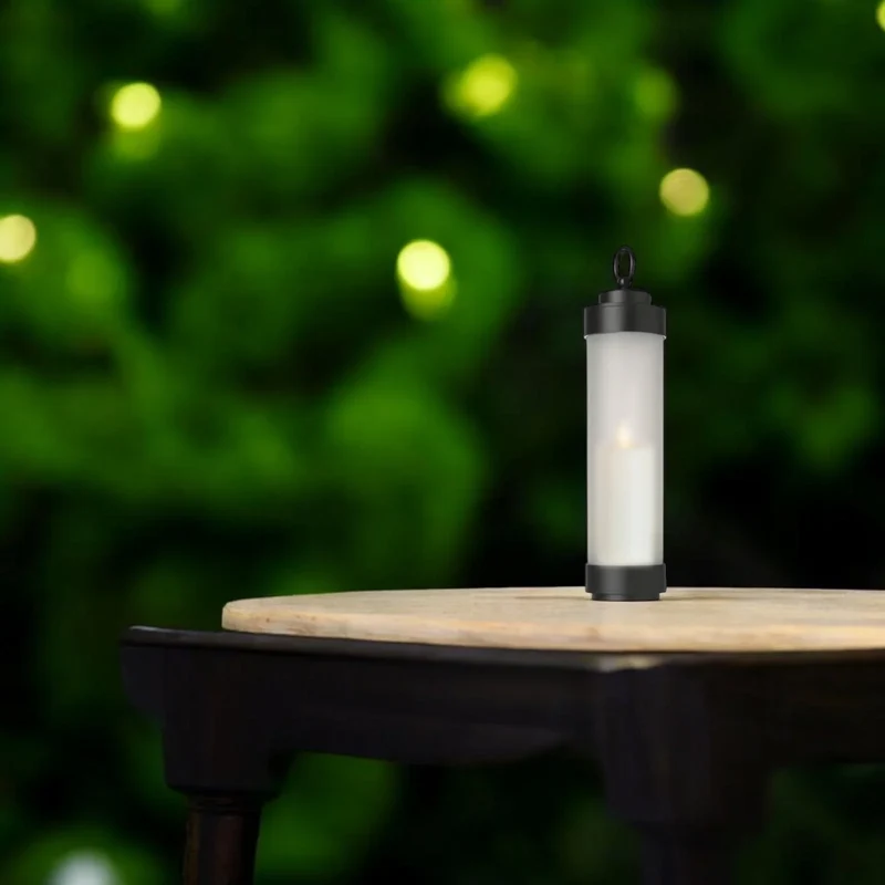 Gartenlaterne hängend – Sompex Elle – Chrom & klares Glas – 130 cm Stab – für LED Kerzen