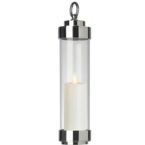 Gartenlaterne hängend – Sompex Elle – Chrom & klares Glas – 130 cm Stab – für LED Kerzen