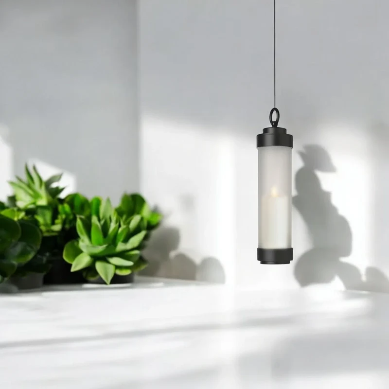 Gartenlaterne hängend – Sompex Elle – Chrom & klares Glas – 130 cm Stab – für LED Kerzen