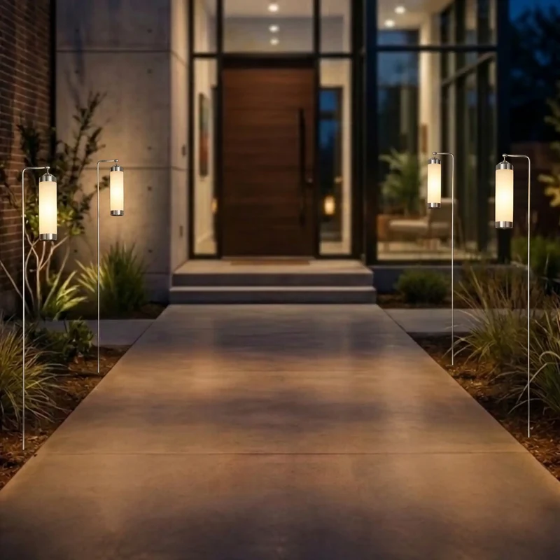 Gartenlaterne hängend – Sompex Elle – Chrom & gefrostetes Glas – 130 cm Stab – für LED Kerzen