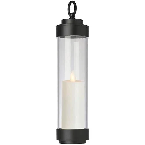 Gartenlaterne hängend – Sompex Elle – Schwarz & klares Glas – 130 cm Stab – für LED Kerzen