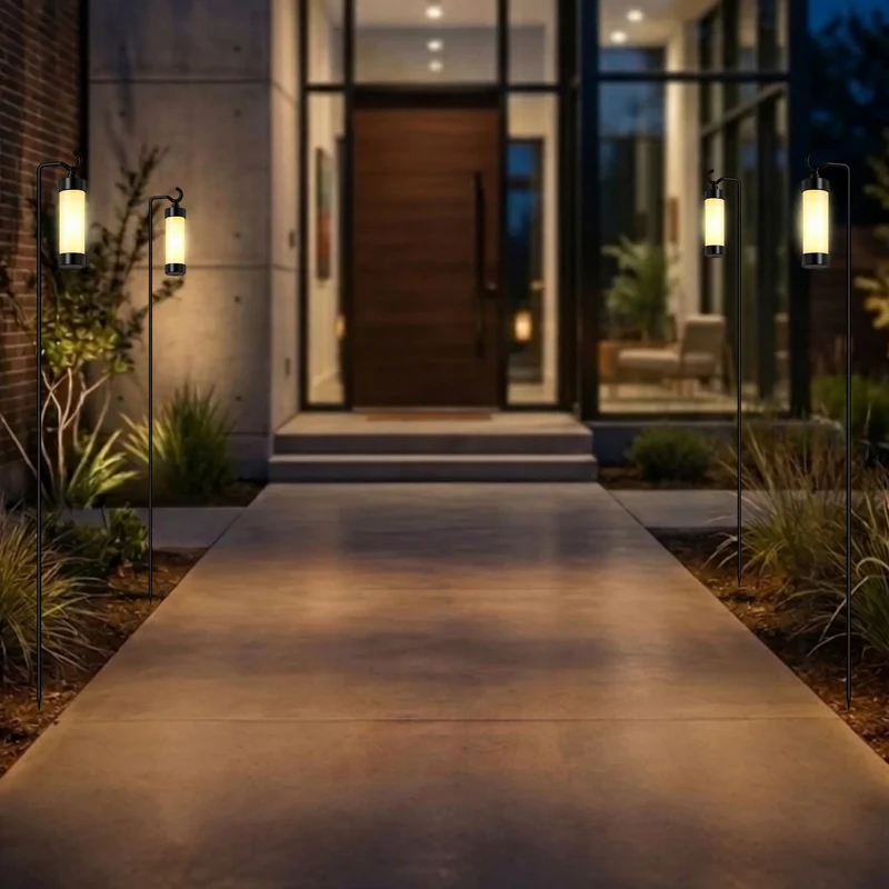 Gartenlaterne hängend – Sompex Elle – Schwarz & gefrostetes Glas – 130 cm Stab – für LED Kerzen