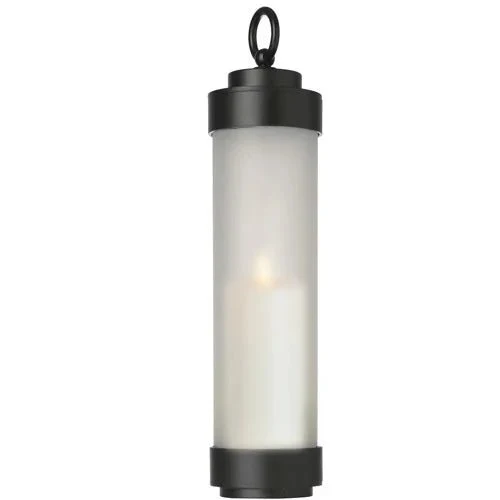 Gartenlaterne hängend – Sompex Elle – Schwarz & gefrostetes Glas – 130 cm Stab – für LED Kerzen