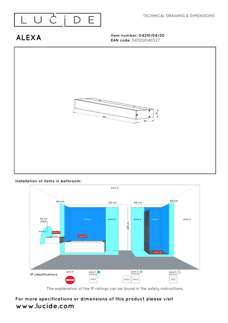 LED-Bad-Wandlampe Alexa Up & Down IP44