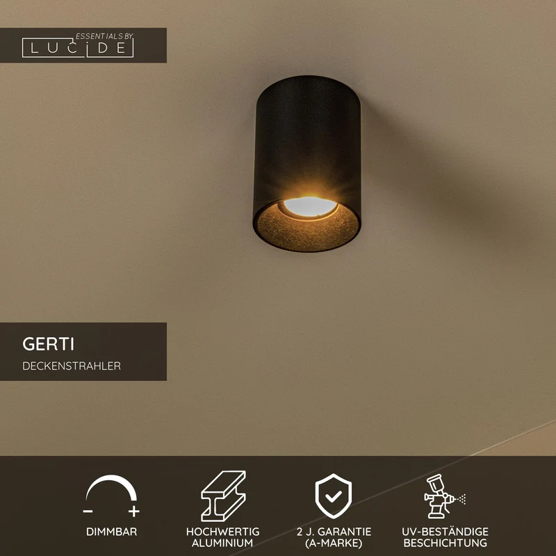 Deckenstrahler Gerti 1-flammig Zylinder Aluminium dimmbar