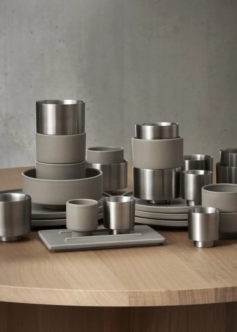 2er Set Edelstahl Kaffeetassen -MAKOTO STEEL- Farbe Stainless Steel Matt Blomus