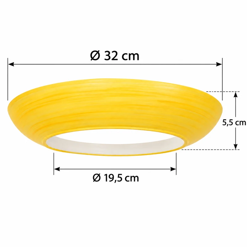 Lampenglas Ersatz Ø 32 cm Gelb – Ringform mit großer Öffnung Ø 19,5 cm für Deckenfluter & Stehlampe