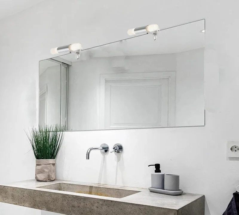 Bad Spiegel-Klemmleuchte 2x G9 LED Chrom – Spiegellampe mit Schalter