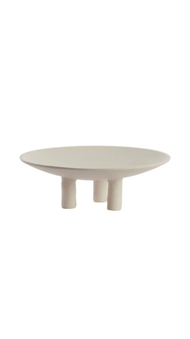 Schale Plateau auf Fuß Ø30,5x10,5 cm TABUA crème