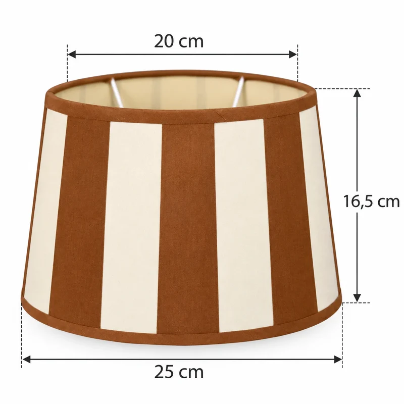 Lampenschirm Braun gestreift – E27 Chintz Stoff oval 25 cm