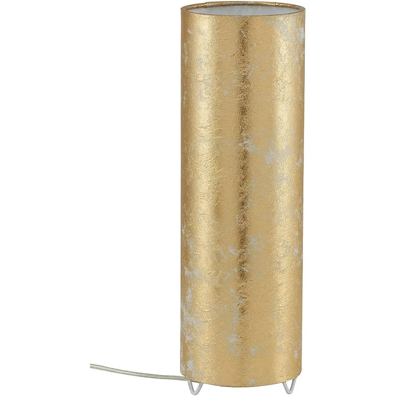 Briloner Tischlampe Blattgold-Optik – schlanker Zylinder, 34 cm, E27, mit Schnurschalter