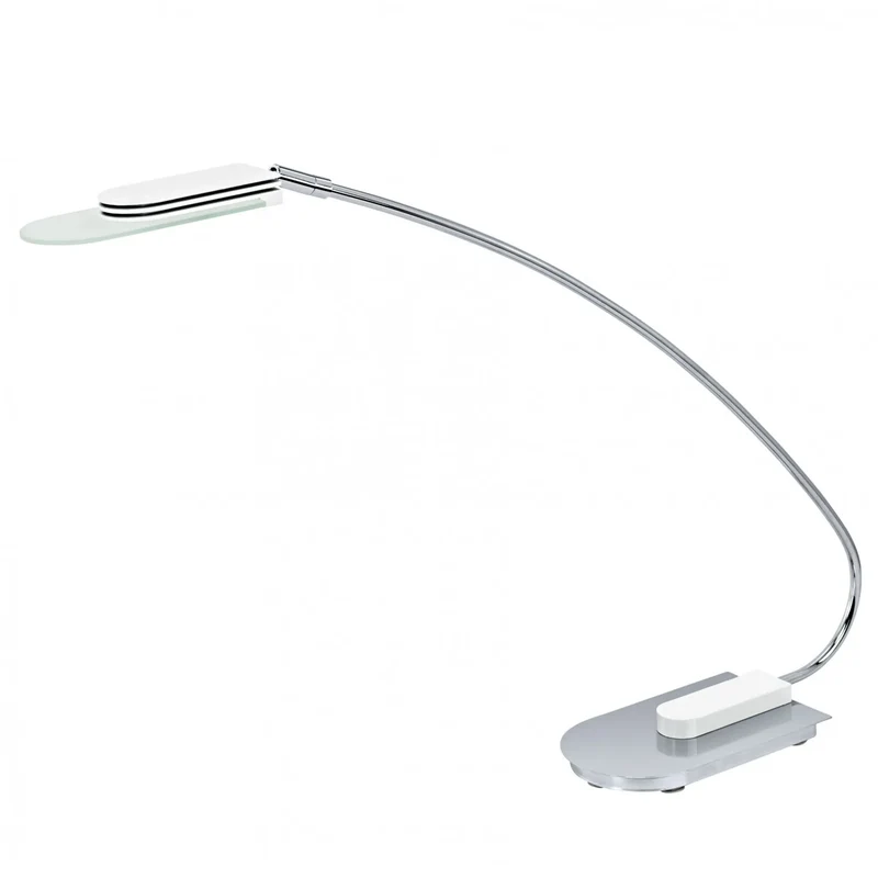 LED Schreibtischleuchte weiß Chrom Ocaso warmweißes Licht mit klaren Glas