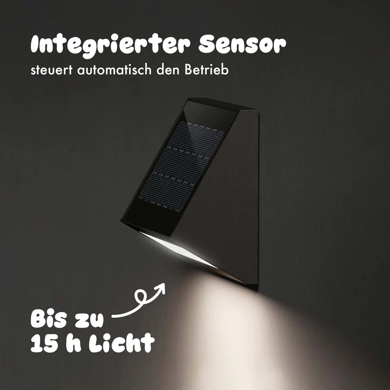 Klewe Ecostep Akku-Solar-Wandleuchte für Balkon oder Terrasse