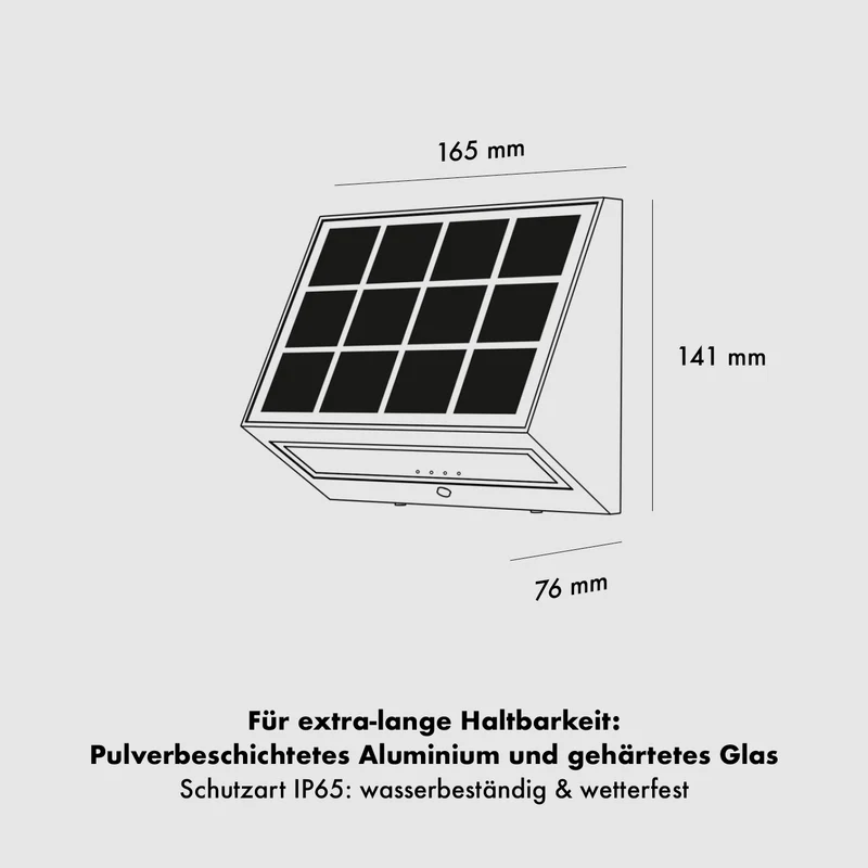 Klewe Ecostep Akku-Solar-Wandleuchte für Balkon oder Terrasse
