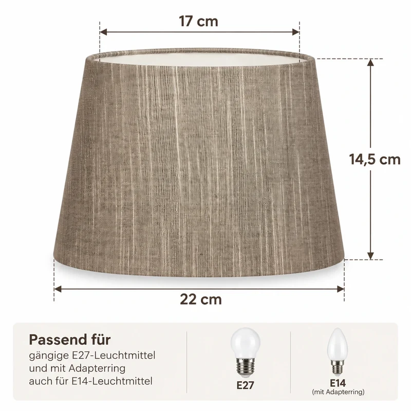 Lampenschirm Oval Grau aus Wildseide 22 cm - E27