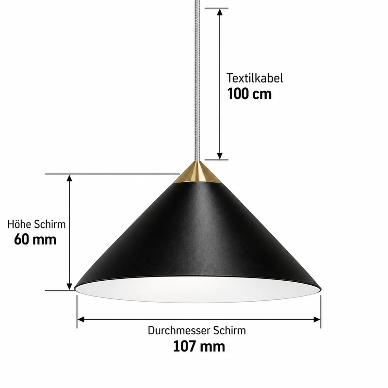 Kleine Design Pendelleuchte Schwarz, weiß & Messing Ø 10,7 cm – BRUCK MAX Via