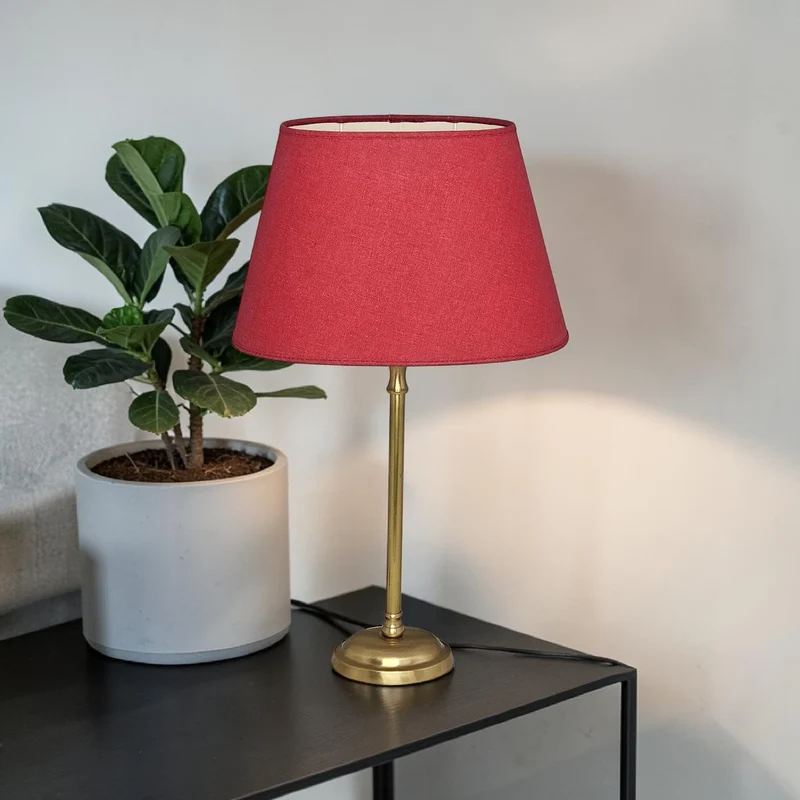 Light & Living Lampenschirm, E27, aus echtem Leinen in Rot, oval, Ø 23/35 cm, Höhe 22 cm