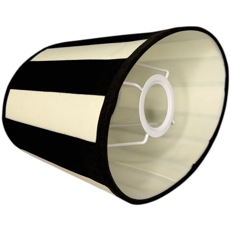 Lampenschirm Schwarz gestreift – E27 Chintz Stoff oval 22 cm