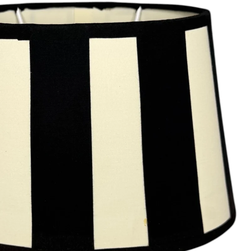 Lampenschirm Schwarz gestreift – E27 Chintz Stoff oval 22 cm