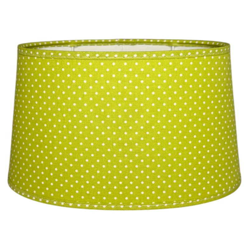 Lampenschirm Grün mit weißen Punkten – E27 Stoff oval 25 cm