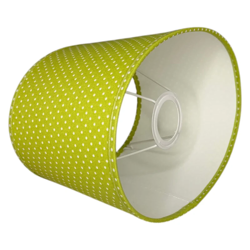 Lampenschirm Grün mit weißen Punkten – E27 Stoff oval 25 cm