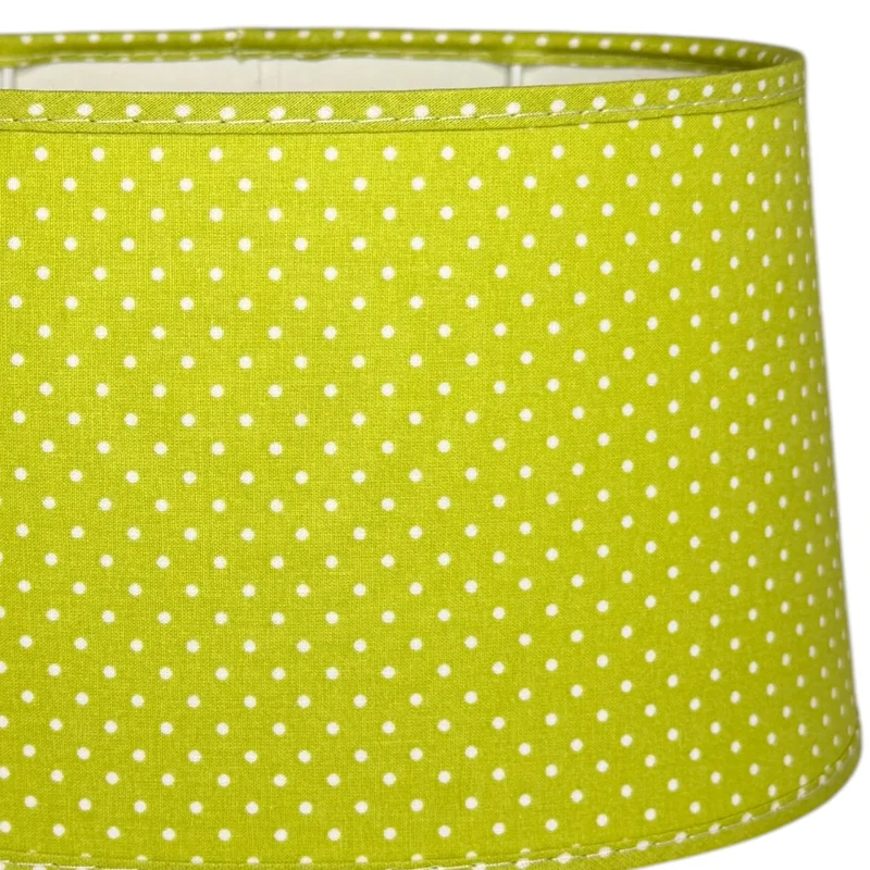 Lampenschirm Grün mit weißen Punkten – E27 Stoff oval 25 cm