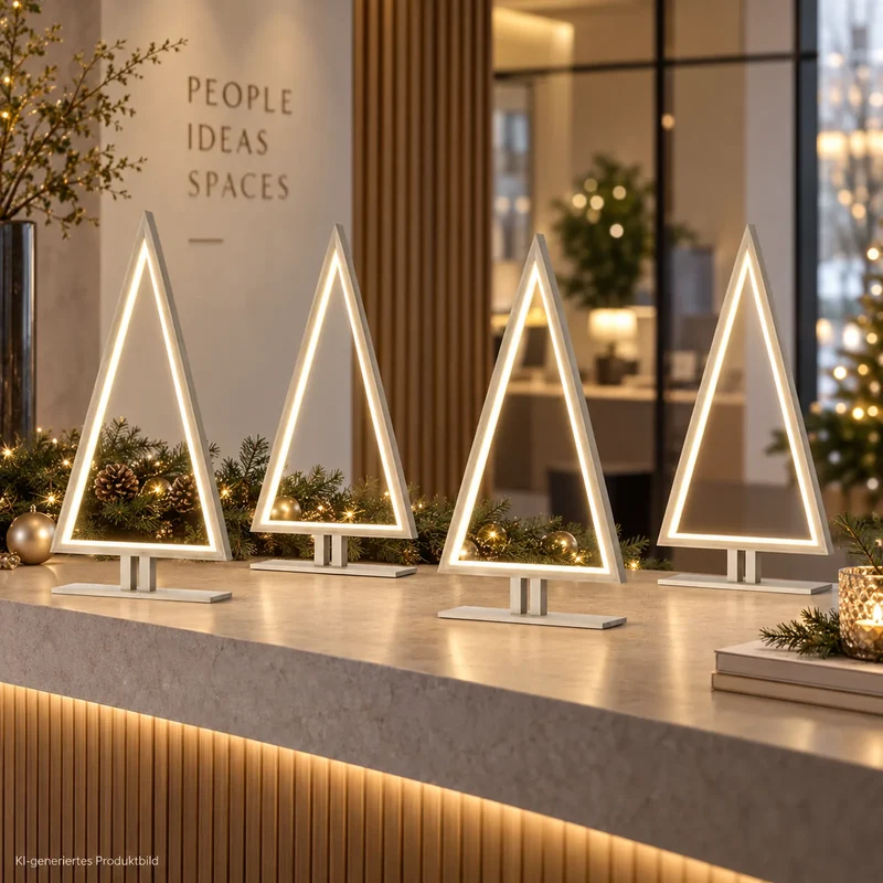 Sompex Pine Wood 4er-Set LED-Tannenbäume Weiß, je 65 cm