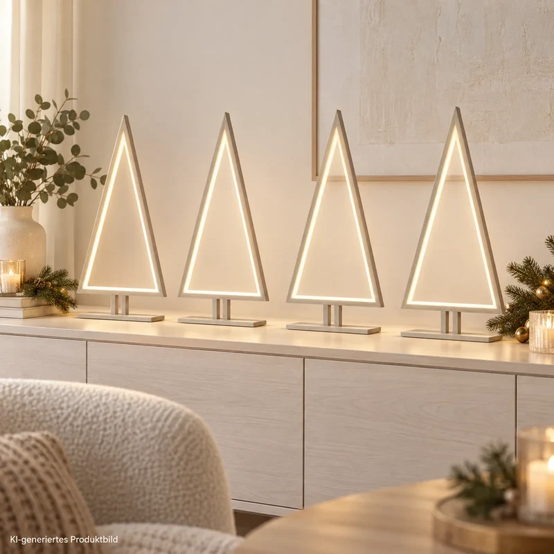 Sompex Pine Wood 4er-Set LED-Tannenbäume Weiß, je 65 cm