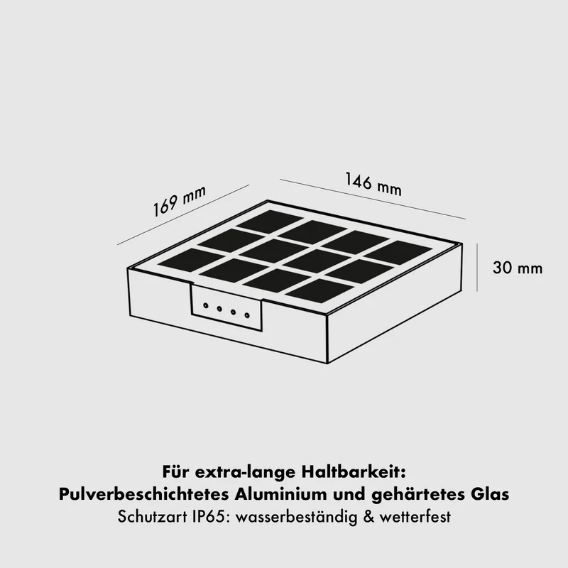 Klewe Ala Wall Akku-Solar-Wandleuchte für Balkon oder Terrasse
