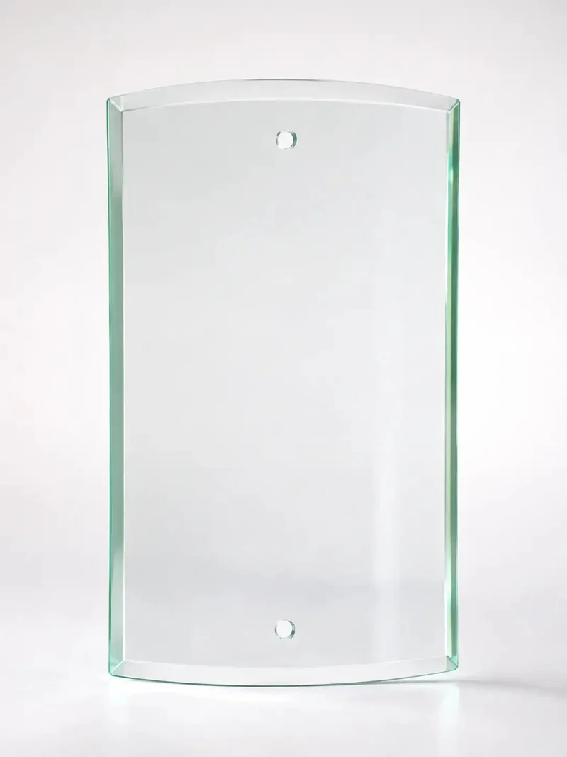 Lampenglas transparent rechteckig für Wandleuchte mit 2 Bohrlöchern 26 x 15 cm