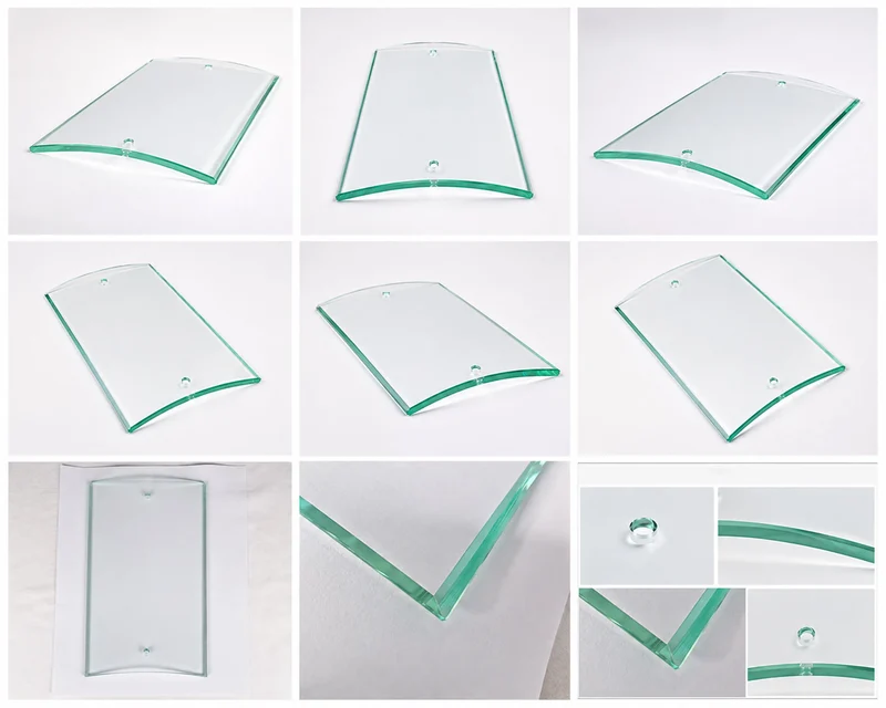 Lampenglas transparent rechteckig für Wandleuchte mit 2 Bohrlöchern 26 x 15 cm