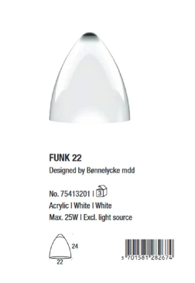 Lampenschirm Acryl E27 für Hängeleuchte Weiß Funk 22 Nordlux – Ø 22 cm