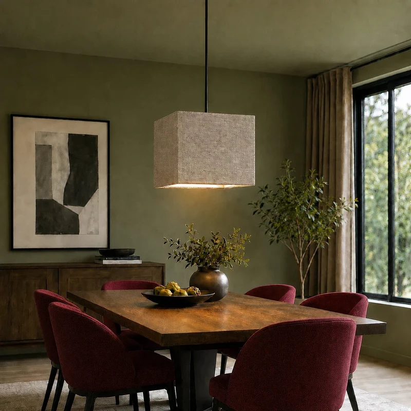 Lampenschirm Braun – E27 Stoff quadratisch 25 cm | Light & Living