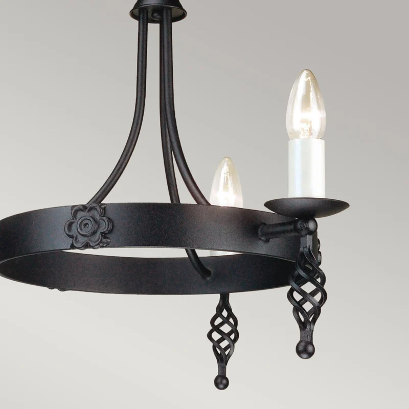 Kronleuchter Belfry 3-flammig klassisch Schwarz 48cm