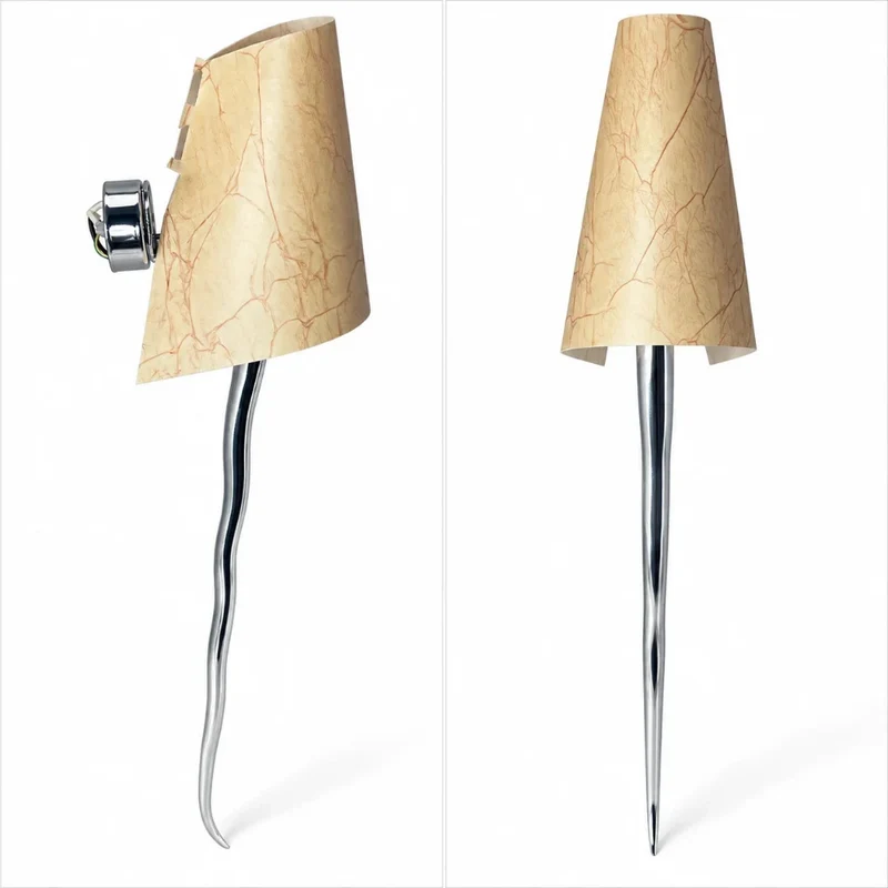 Wandfackel mit Stab Chrom & Lampenschirm hellbraun – E14, 58 cm RELCO DAMA S