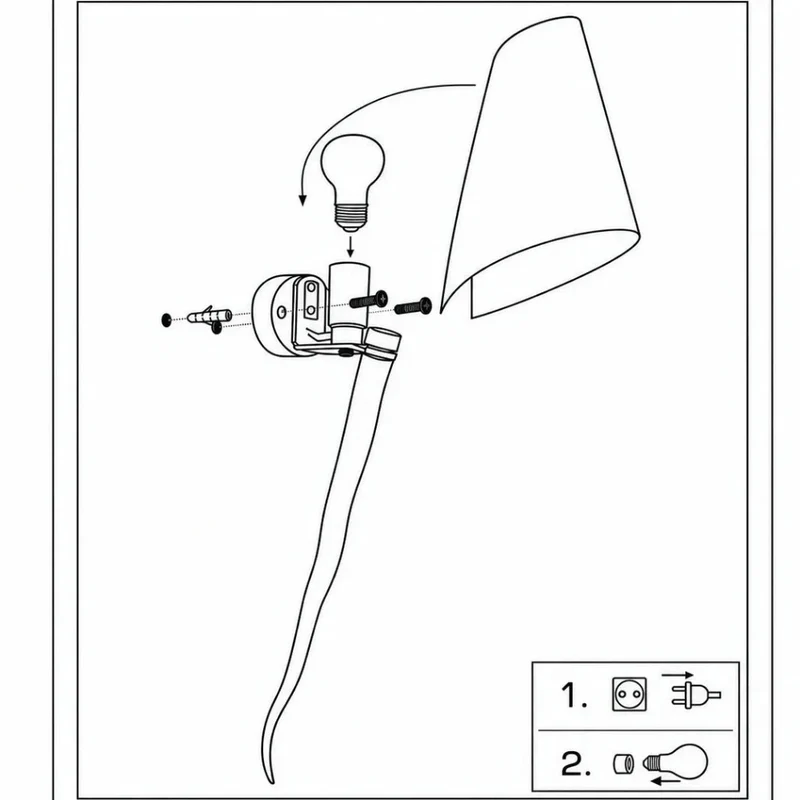 Wandfackel mit Stab Chrom & Lampenschirm hellbraun – E14, 58 cm RELCO DAMA S