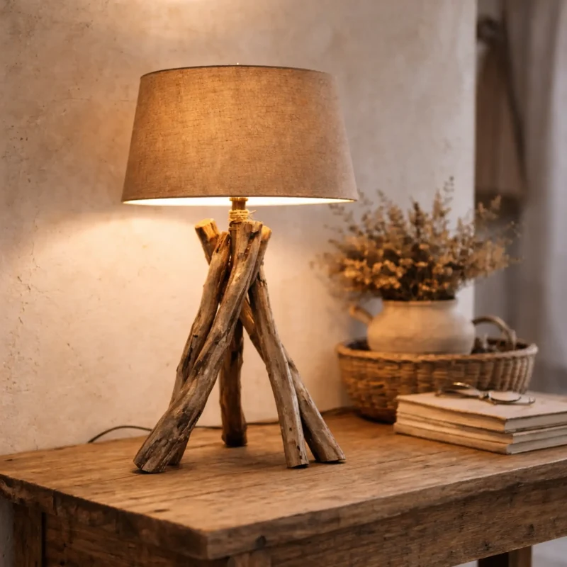 Lampenschirm Beige aus Baumwolle – 25 cm, E27, mit weißer Innenseite