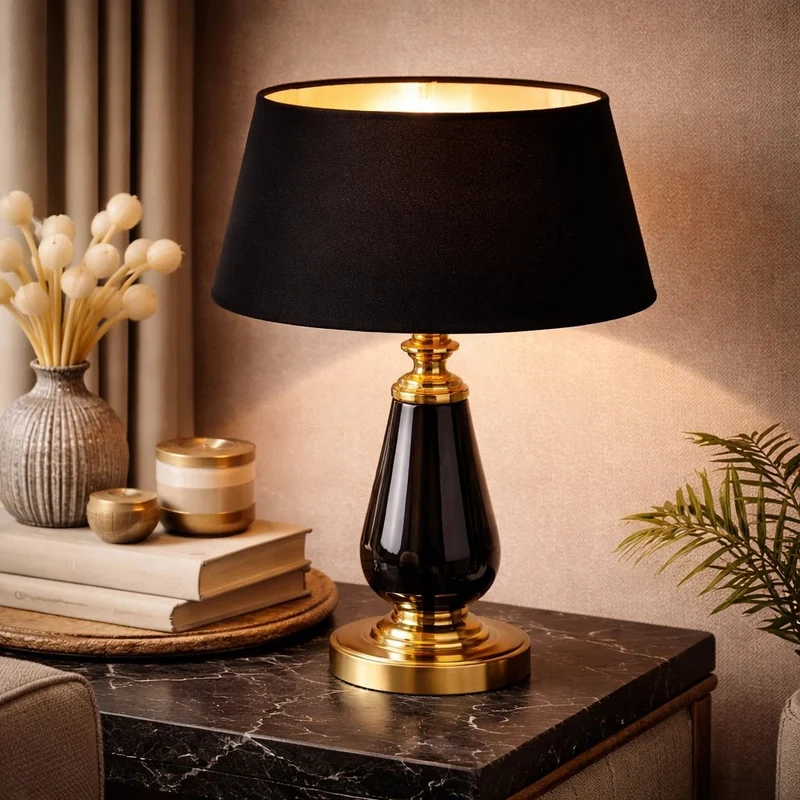 Lampenschirm Polycotton Schwarz – E27 Stoff konisch 25 cm | Light & Living