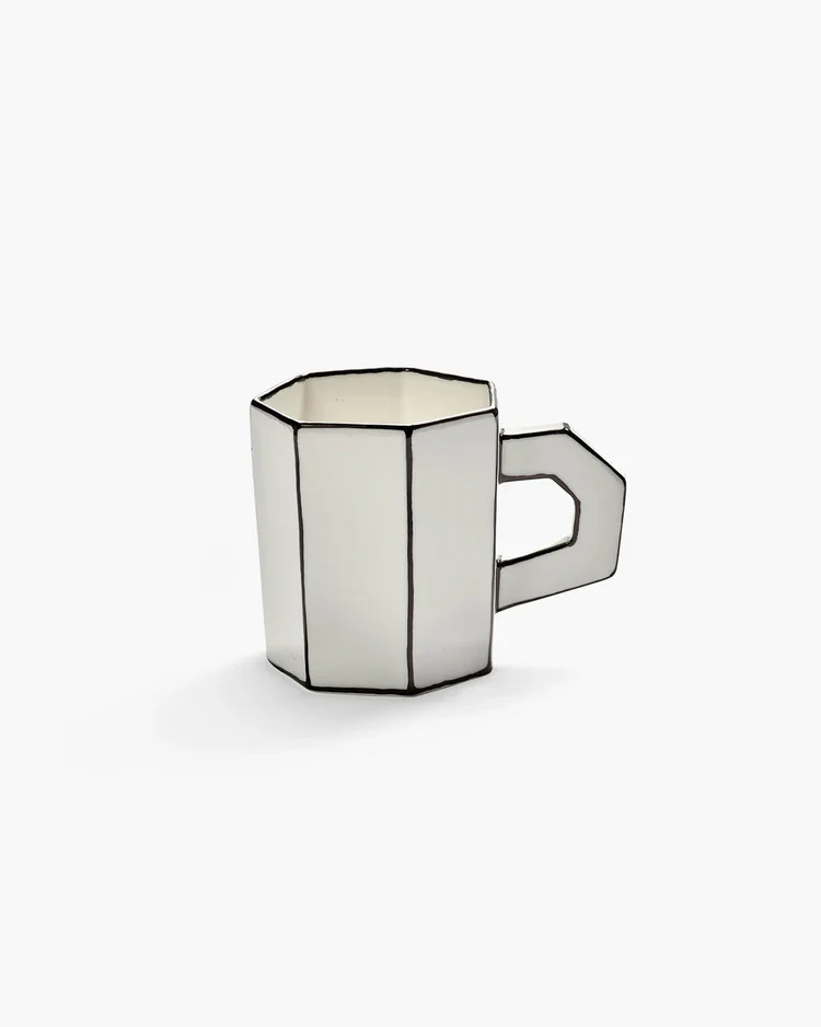 Teetasse 2er Set weiß - schwarz Carte Blanche SERAX