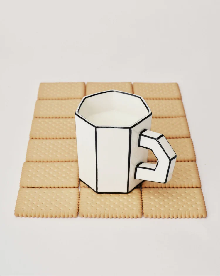 Teetasse 2er Set weiß - schwarz Carte Blanche SERAX