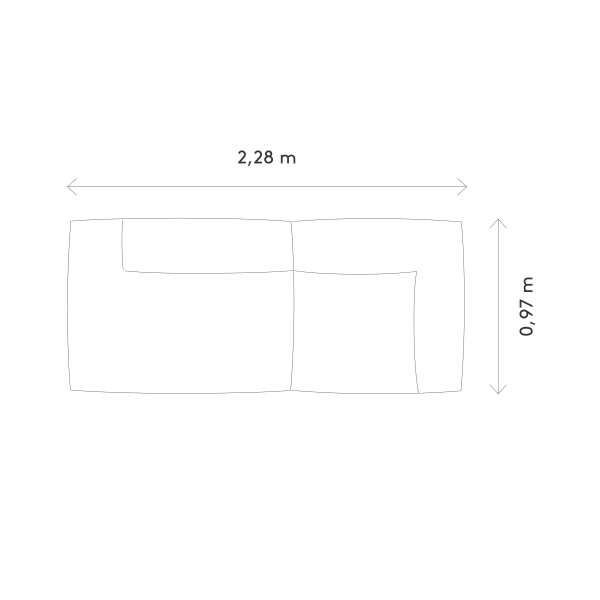 Couch Sofa 2-Sitzer Open End links TASI desert Stoff: Pina Blomus