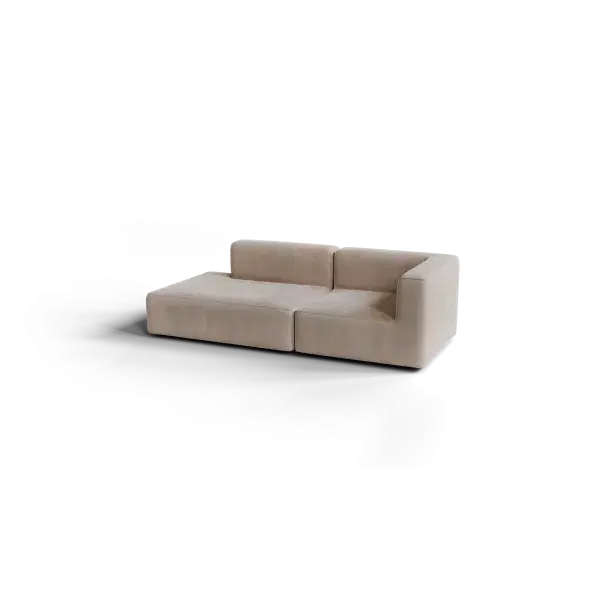 Couch Sofa 2-Sitzer Open End links TASI beige Stoff: Pina Blomus