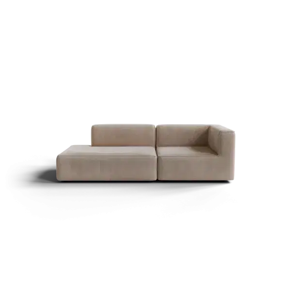 Couch Sofa 2-Sitzer Open End links TASI beige Stoff: Pina Blomus