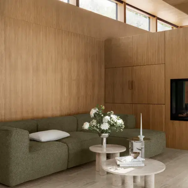 Couch Sofa 2-Sitzer Open End links TASI beige Stoff: Pina Blomus