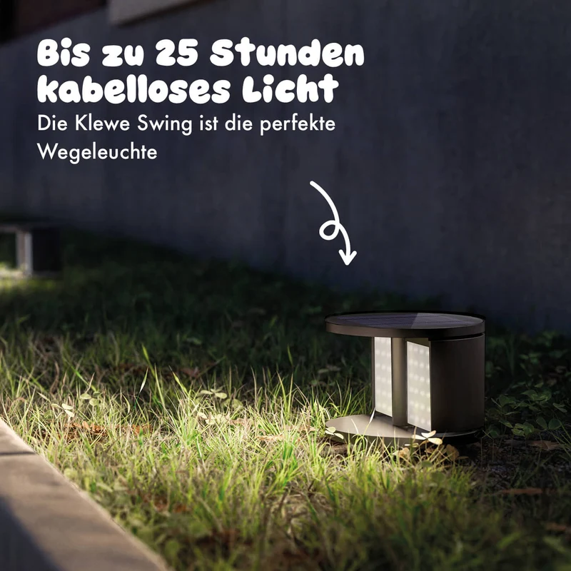 Klewe Swing Akku-Solarleuchte für den Garten
