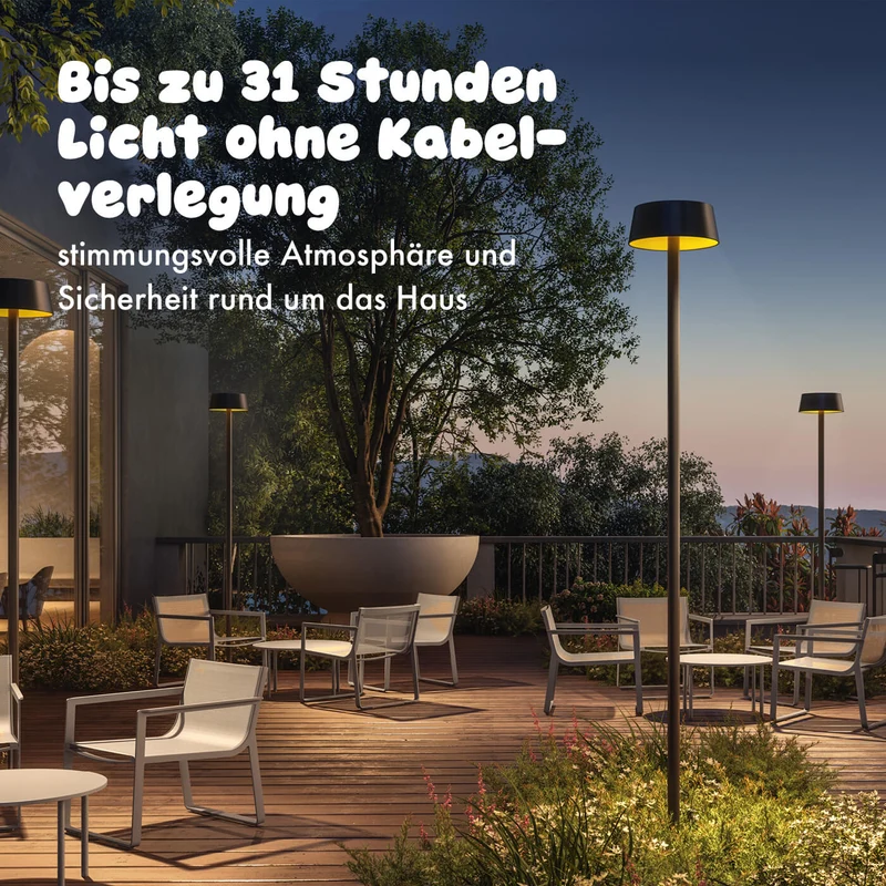 Klewe Sundress Akku-Laterne solarbetrieben für den Garten