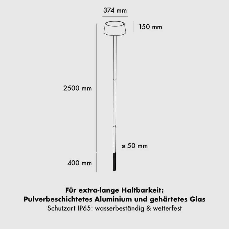 Klewe Sundress Akku-Laterne solarbetrieben für den Garten