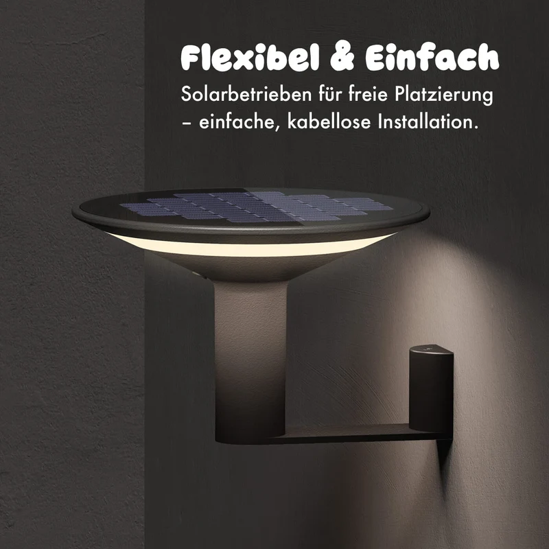 Klewe Keope Wall Akku-Solar-Wandleuchte für Balkon oder Terrasse