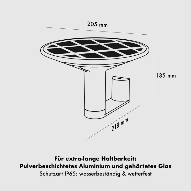 Klewe Keope Wall Akku-Solar-Wandleuchte für Balkon oder Terrasse