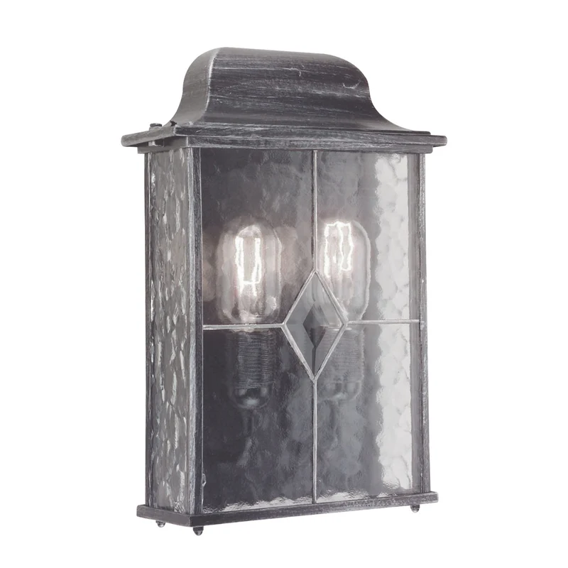Außen-Wandlaterne Wexford 2-flammig Glas Schwarz, Silber